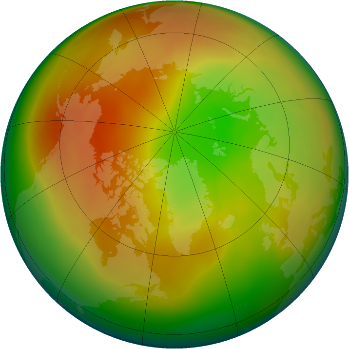 Arctic ozone map for March 2007